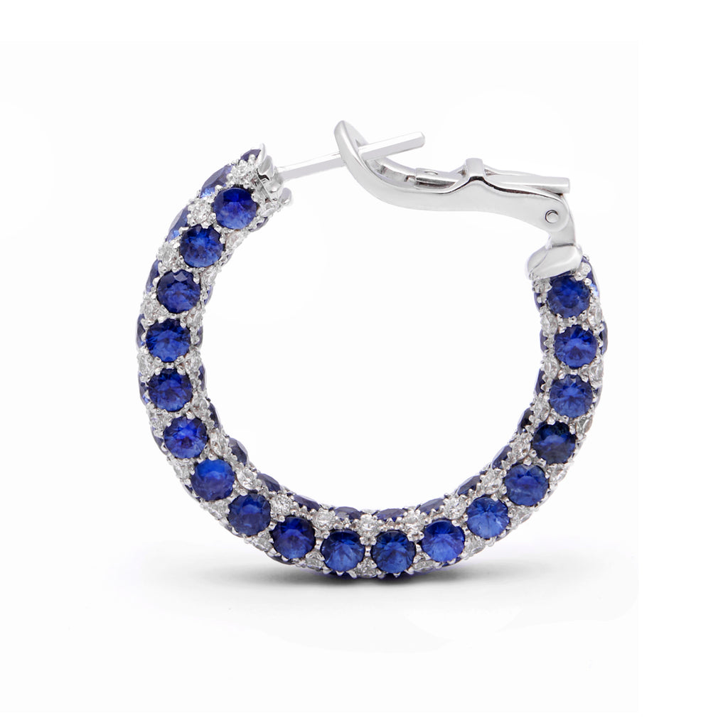 Eternity Langi earrings blu sapphire and diamonds - 4.5mm