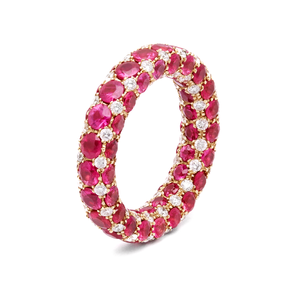 Eternity Langi ring ruby and diamonds - yellow gold - 4.5mm