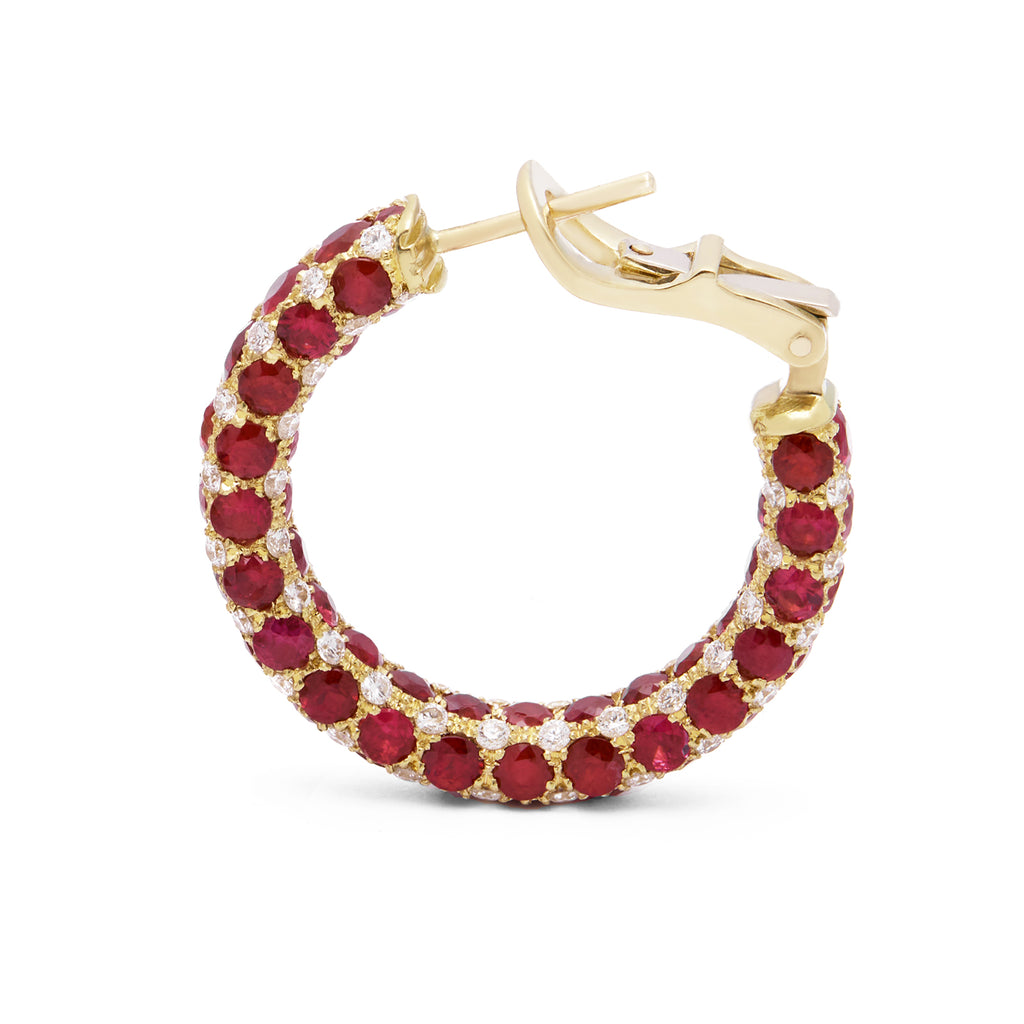 Eternity Langi earrings ruby and diamonds - yellow gold - 4.5mm